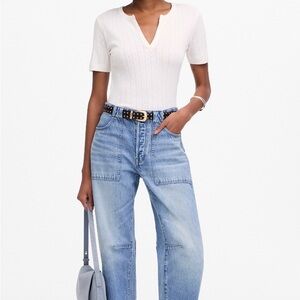 Madewell Women's Light Blue Straight Leg Jeans The Darted Barrel in Riverbend 27